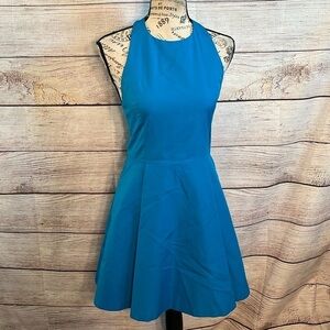 Alice + Olivia Christie Dress Fit n Flare Caged T-back Strap Exposed Zipper 2